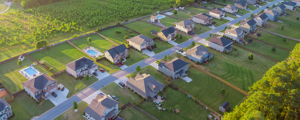 aerial view of a neighborhood