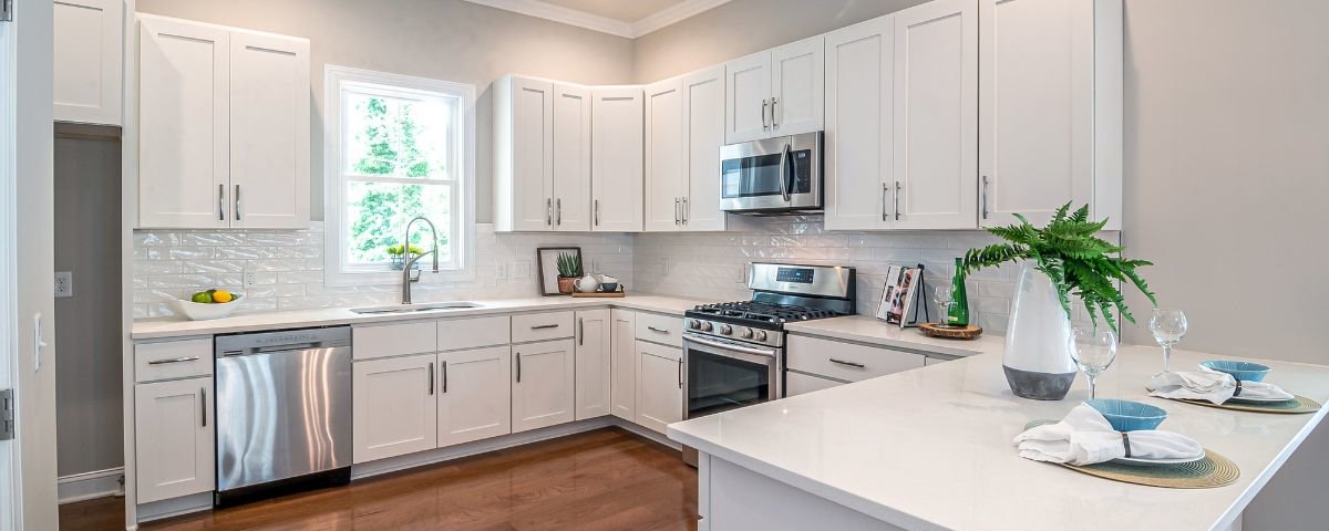 well-lit kitchen in a green home