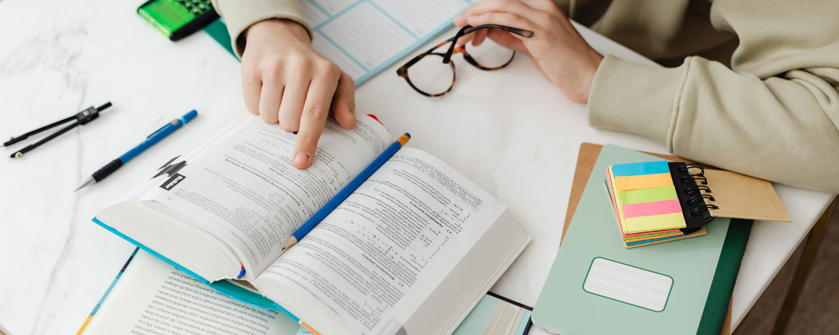student reading a book