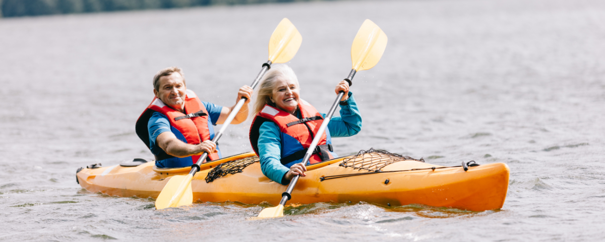 couple riding a kayak