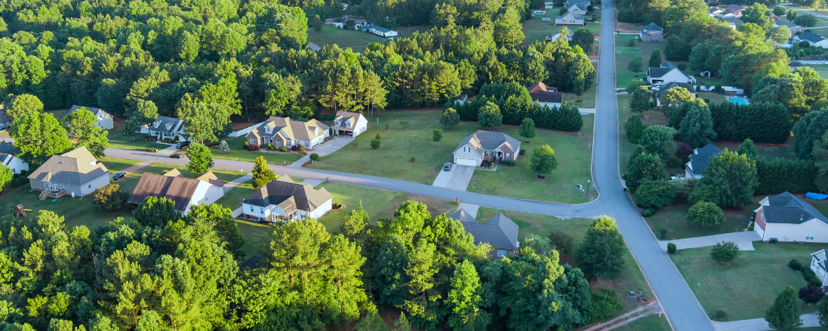 aerial view of a neighborhood