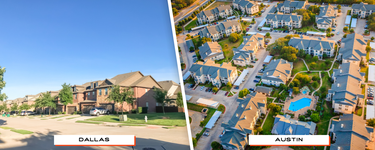 Residential neighborhoods in Austin and Dallas compared