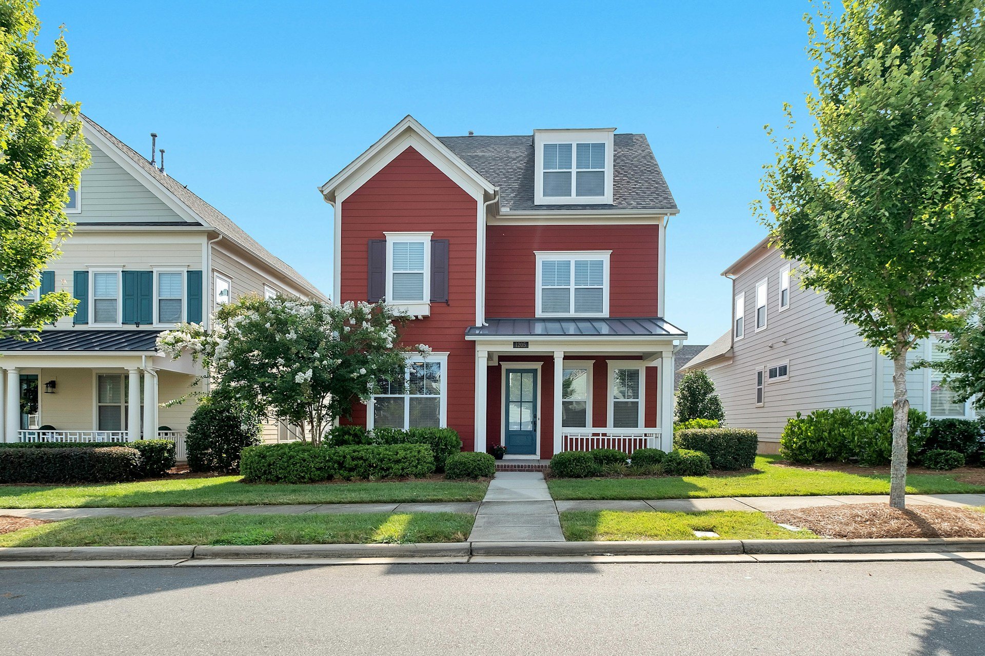 a house exterior painted in red