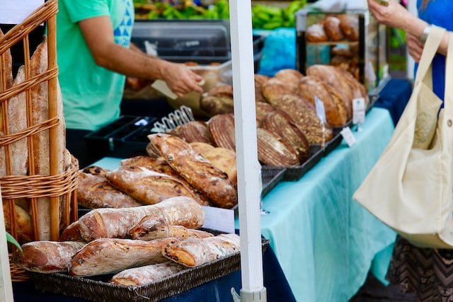 freshly baked goods in a farmers market