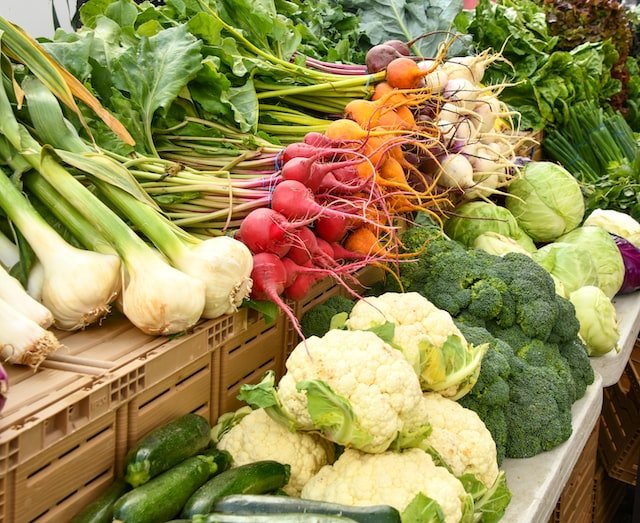 green produce in a farmers market